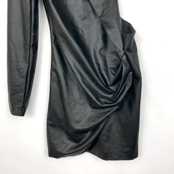 NWT Ronny Kobo X REVOLVE Sabrina Cut Out Blazer Mini Dress Leather Black - Picture 9 of 12